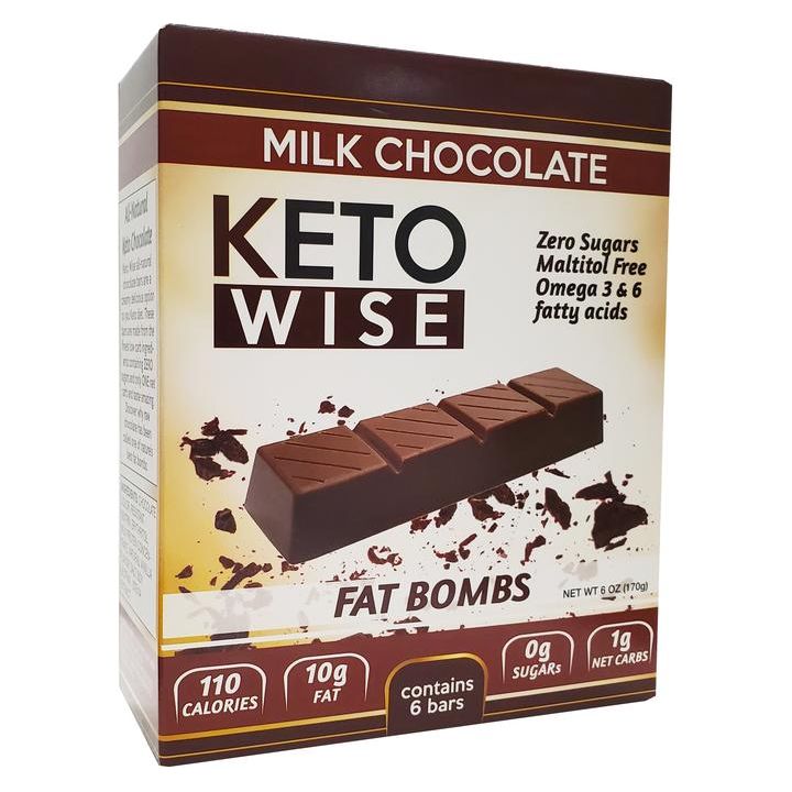 Keto Wise - Keto Fat Bombs - Milk Chocolate Bar - 6 Bars