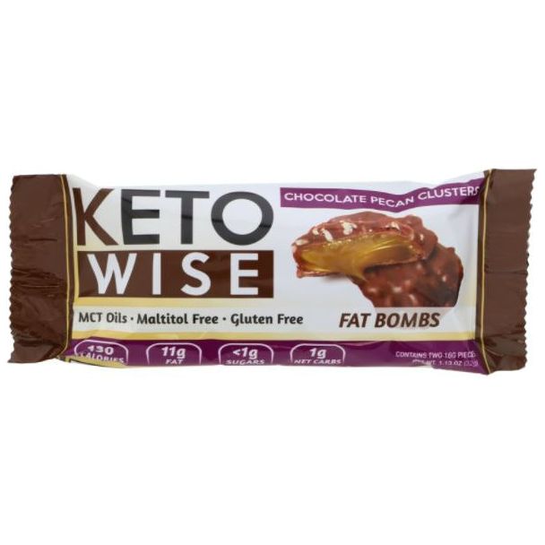 Keto Wise - Keto Fat Bombs - Grappes de noix de pécan au chocolat - 1 barre