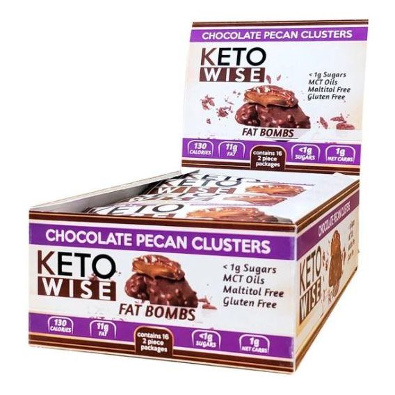 Keto Wise - Keto Fat Bombs - Grappes de noix de pécan au chocolat **16 barres**