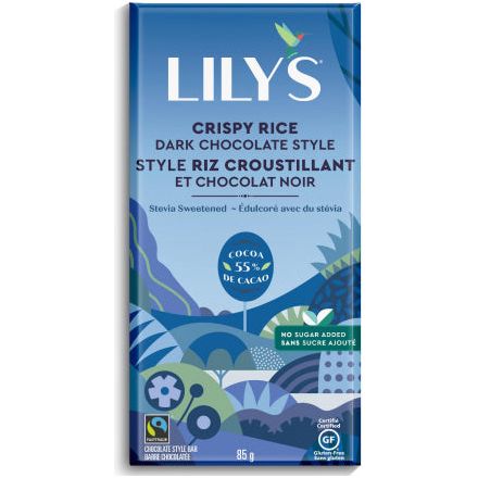 Lily's - Dark Chocolate Bar - Crispy Rice 55% Cocoa - 85 g