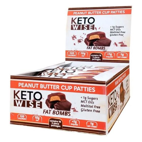 Keto Wise - Keto Fat Bombs - Galettes au beurre de cacahuète ** 16 barres **