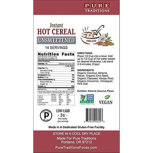 Pure Traditions - Instant KETO Oatmeal - Unsweetened - 192 g