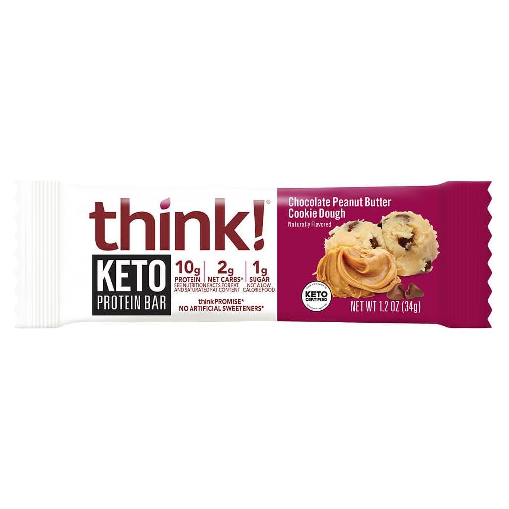 pense! - Barre protéinée Keto - Pâte à biscuits au chocolat et au beurre de cacahuète - 1 barre